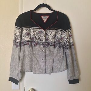 Vintage Cowgirls Rodeo Association Western Button Up Blouse M Retro CowboyCore